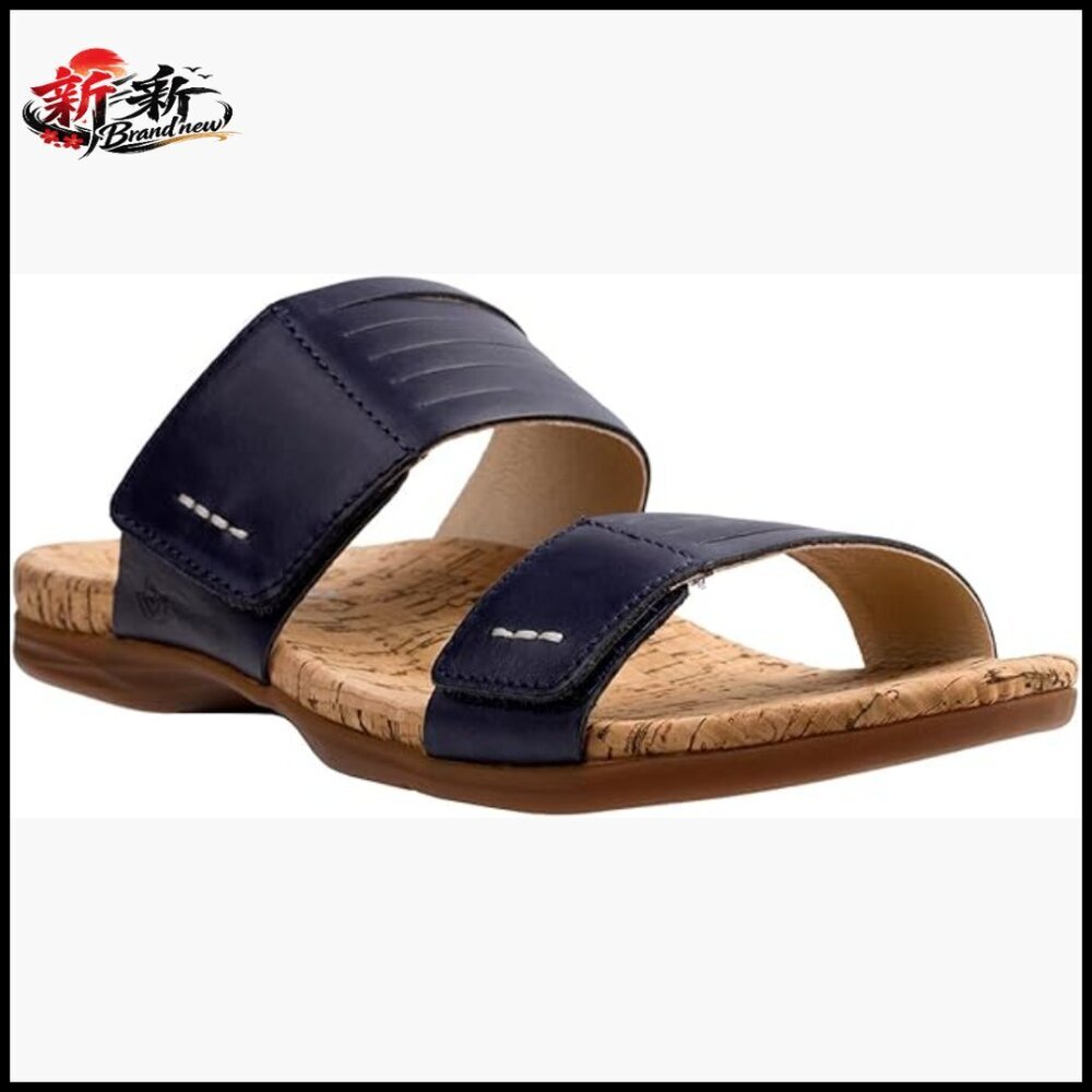 Full-Grain Leather Slide Sandals with Orthotic Arch Support
